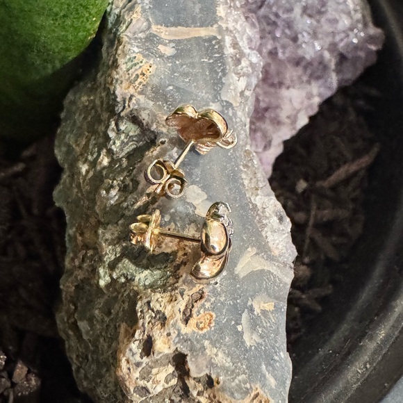 Vintage 14K EV Yellow Gold Studs 10 Natural Stones - Picture 3 of 10